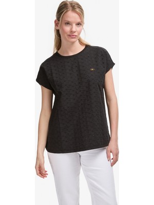 U.s. Polo Assn. Kadın Siyah Tişört 50323550-VR046 Regular Fit Kolsuz Pamuklu Trend Grafik Desenli