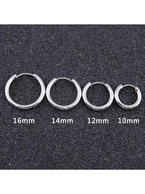 PremiumPort Şık Gümüş Renk Çelik Halka Küpe Seti, 4 Adet, Kadınlar Için Tarzlı Seçim