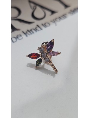 PremiumPort Renkli Taşlı Altın Kaplama Yusufçuk Küpe - Zarif ve Şık Tasarım