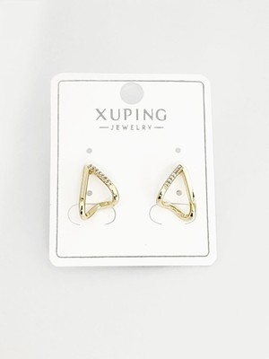 PremiumPort Şık V Model Gold Vıp Xuping Küpe, Zarif ve Parlak Tasarım