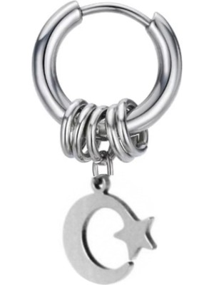 PremiumPort Parlak Ay Yıldız Sallantılı Halka Küpe, Şık ve Zarif Tasarım