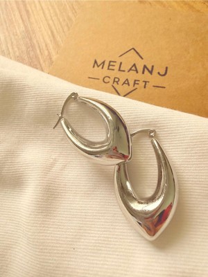 PremiumPort Şık Oval Çelik Küpe, Modern Takı, Kadınlar Için Zarif Tasarım