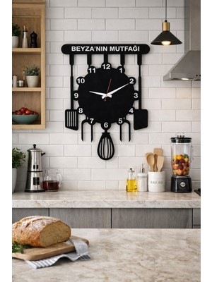 Kişiye Özel Ahşap Dekoratif Mutfak Saati 40CM, Şık ve Doğal Tasarım
