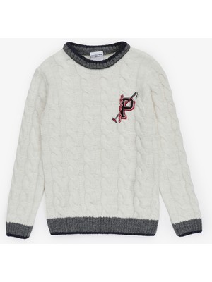 U.S. Polo Assn. Erkek Çocuk Krem Bisiklet Yaka Kazak 50315587-VR071