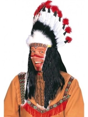 Eco Lounge Kızılderili Başlığı Şapkası Kırmızı Beyaz