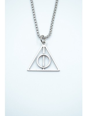 IDR Harry Potter Ölüm Yadigarları Üçgen Gümüş Kaplama Örme Zincir Kolye