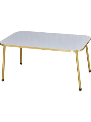İşsevenler Orta Sehpa Beyaz Kr Gold Metal Ayak Gold