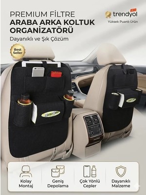 Ankaflex 2 Adet Araç Içi Oto Koltuk Arkası Organizer Koltuk Arkası Eşya Düzenleyici Telefon Tablet Tutucu Cepli Eşya Çantası
