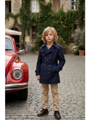 Hc Kids Wear Erkek Çocuk Içi Pamuk Astarlı Trençkot Yağmurluk