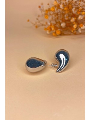 PremiumPort Gümüş Renk Damla Küpe, Zarif ve Şık Takı Aksesuarı