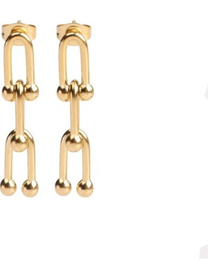 PremiumPort Şık Çelik Kadın Küpe, Tiny Model, Gold Renk No:24