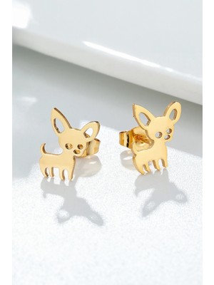 PremiumPort Mini Chihuahua Köpek Model Paslanmaz Çelik Küpe, Şık ve Kaliteli Takı