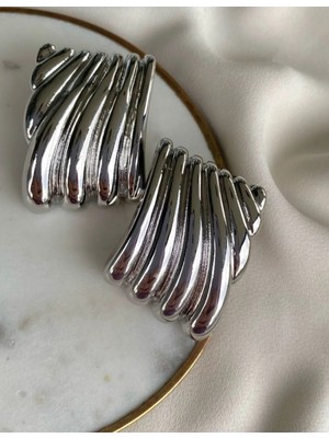 PremiumPort Parlak Çelik Silver Plaka Küpe, Zarif ve Şık Takı, Hediye Alternatifi