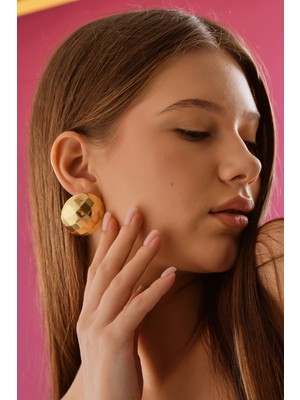 PremiumPort Kadın Çelik Küpe Büyük Bombe Model, Zarif ve Parlak Gold Renk Tasarım