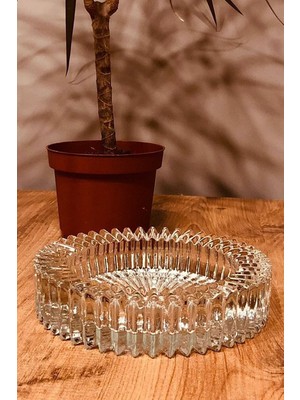 PremiumPort Büyük Boy Lüx Cam Kül Tablası, 14 Cm, Turuncu, Yuvarlak, Şık Tasarım