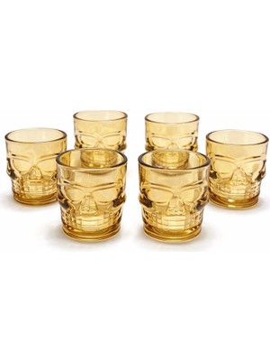 Masa Dostu 6'lı Kurukafa Sepya Cam Shot Bardağı Seti