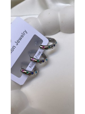 PremiumPort Parlak Zirkonlu 3'lü Küpe Seti, Şık ve Zarif Takım