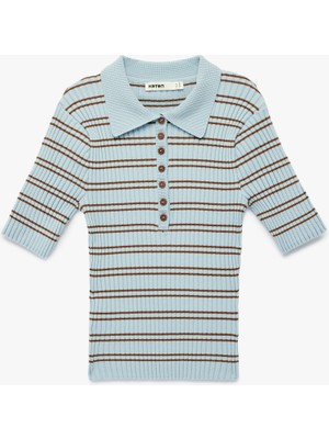 Koton Regular Fit Kısa Kollu Yarım Düğmeli Polo Yaka Triko Kazak