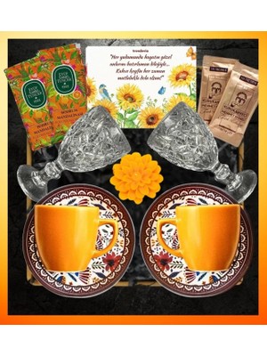 Trendevia Premium Kahve Fincanı & Kristal Bardak & Kokulu Mum & Özel Tasarım Hediye Kartı