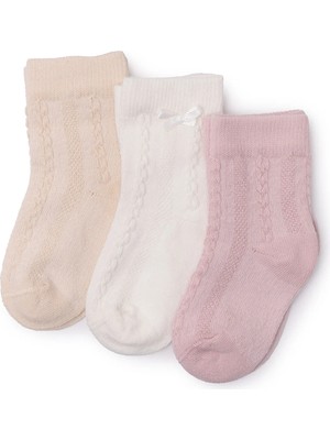 Hellobaby Kız Bebek 3lü Soket Çorap Fiyonk Baskılı