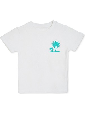 Hellobaby Erkek Bebek Tişört Palmiye Baskılı Bisiklet Yaka Short Sleeve