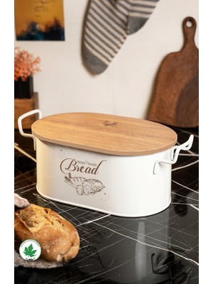 PremiumPort Ahşap Kapaklı Tel Kulplu Metal Ekmeklik, Şık ve Kullanışlı Tasarım