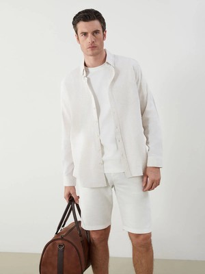 Lc Waikiki Yeni Sezon Regular Fit Uzun Kollu Keten Karışımlı Erkek Gömlek