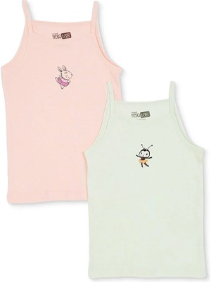 Hellobaby Kız Bebek 2li Atlet Çiçek Baskılı Bisiklet Yaka Sleeveless