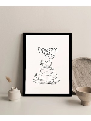 Harikabirev Çerçevesiz Çerçeve Görünümlü Mdf Tablo (Dream Bıg) Siyah Beyaz |çtkmdf