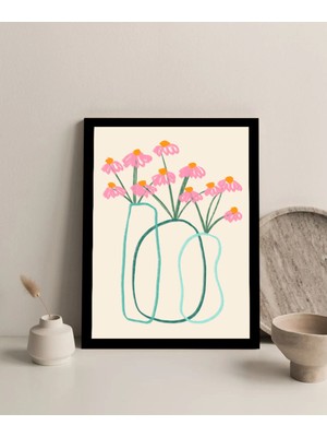 Harikabirev Çerçevesiz Çerçeve Görünümlü Mdf Tablo (Çizgi Çiçek) 1 |çtkmdf