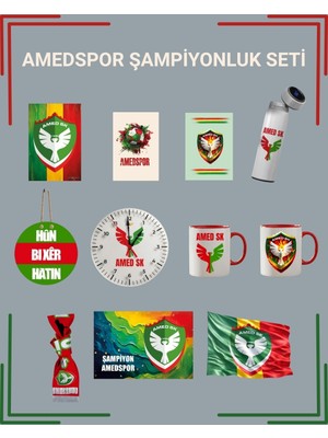 Zerya Amedspor Şampiyonluk Seti - Amed Spor  Bayrak - Kupa - Termos -Saat -Poster -Kapı Süsü -Büyük Set
