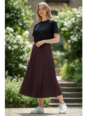 Eren Style %100 Cotton Piliseli Etek(95 Cm)-(36-52)