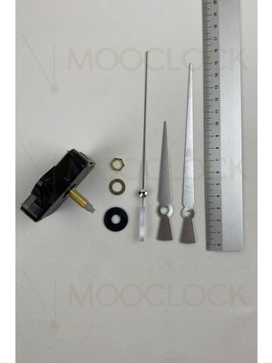 Sessiz Duvar Saati Mekanizması, 22 mm Şaft, Akrep-Yelkovan-Saniye, Askılı