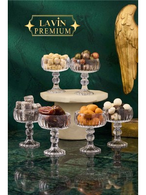 PremiumPort 6'lı Cam Ayaklı Kahve Yanı Lokumluk ve Sunumluk Seti, 75ML