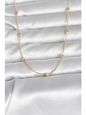 Skygo cm 14K Gold Renk Damla Topçuk Model Zincirli 60 cm Kadın Kolye - TJ-BKO10980