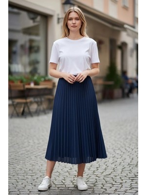 Eren Style %100 Cotton Piliseli Etek(95 Cm)-(36-52)