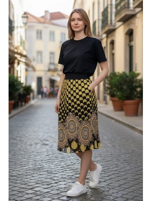 Eren Style Düz Altı Kısa Etek(95 Cm)-(38-52)