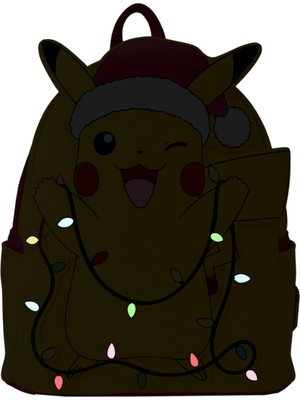 Loungefly Pokemon - Noel Baba Pikachu Noel Işıkları 25 cm Sırt Çantası