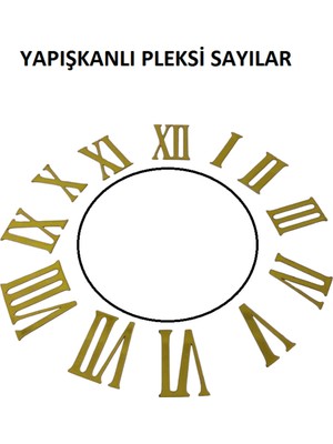 Şık Roma Rakamları Duvar Saati 3,5 cm Yapışkanlı Pleksi Sayılar