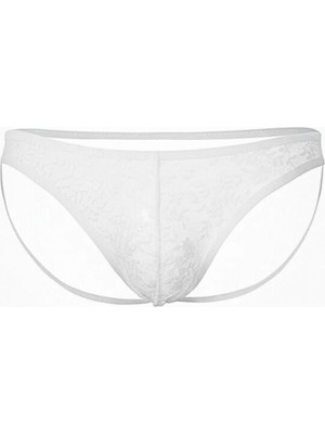 Pileli Store Tegan Seksi Dantelli Arkası Açık Seksi Beyaz Erkek Külot TG274628