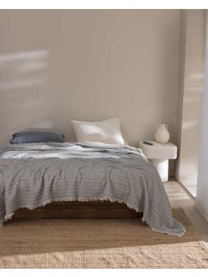 Madame Coco Bradley Pamuklu Tek Kişilik Yatak Örtüsü - Gri
