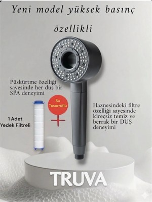 1 Adet Yedek Filtreli Duş Başlığı Kireç Önleyici ve Su Tasarruf Özellikli Yüksek Basınçlı