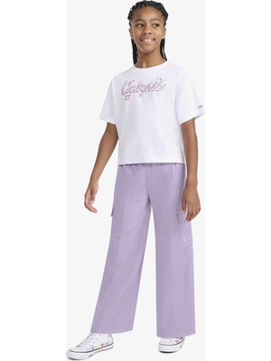 Converse Geniş Paça Lila Kız Çocuk Eşofman Altı 4CH994-PF4-CNVG Wıder Leg Cargo Pan