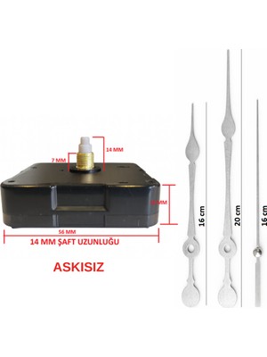 Sessiz Duvar Saati Mekanizması, 75 Mm, Metal Akrep-Yelkovan, Şık Tasarım