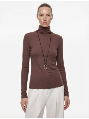 Koton Koyun Yünü Karışımlı Slim Fit Uzun Kollu Dik Yaka Tişört
