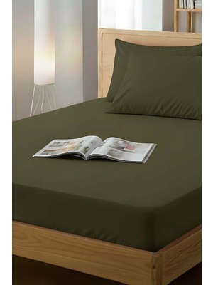Haki Pamuklu Tek Kişilik Lastikli Çarşaf 100X200
