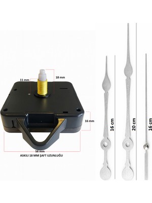 Sessiz Metal Duvar Saati Mekanizması, Şekilli Model, Akrep-Yelkovan Saniye