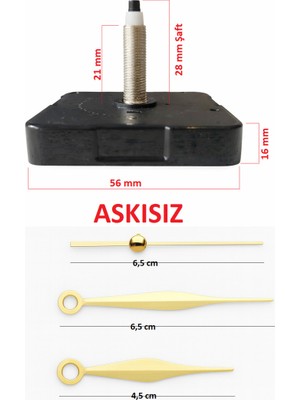 Sessiz 28 mm Akar Duvar Saati Mekanizması, Küçük Model