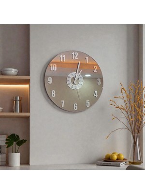 Modern Gümüş Pleksi Duvar Saati, Aynalı Tasarım, Sessiz Mekanizma, 35CM
