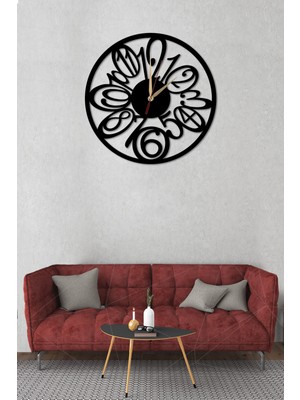 Siyah Ahşap Modern Duvar Saati 40X40 Cm, Oturma Odası, Ofis ve Mutfak Dekoru